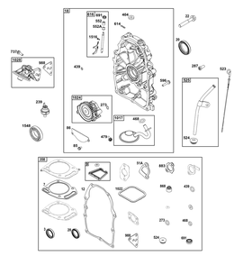 Crankcase Cover/Sump Group Diagram and Parts List for 305447-0339-B5 200000 - 399999 Briggs and Stratton Engine